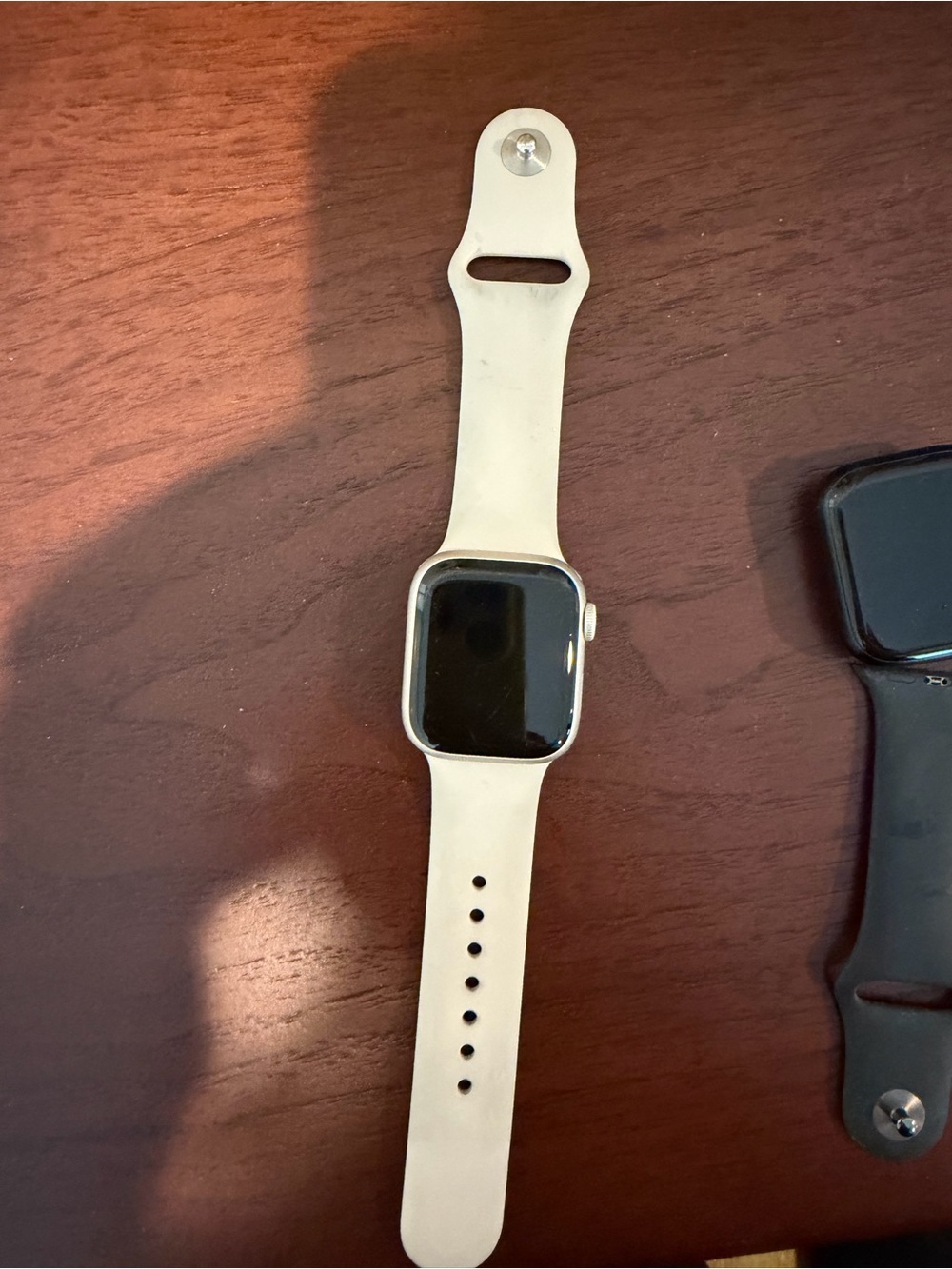 Apple Smartwatch with White Sport Band and Silver Case